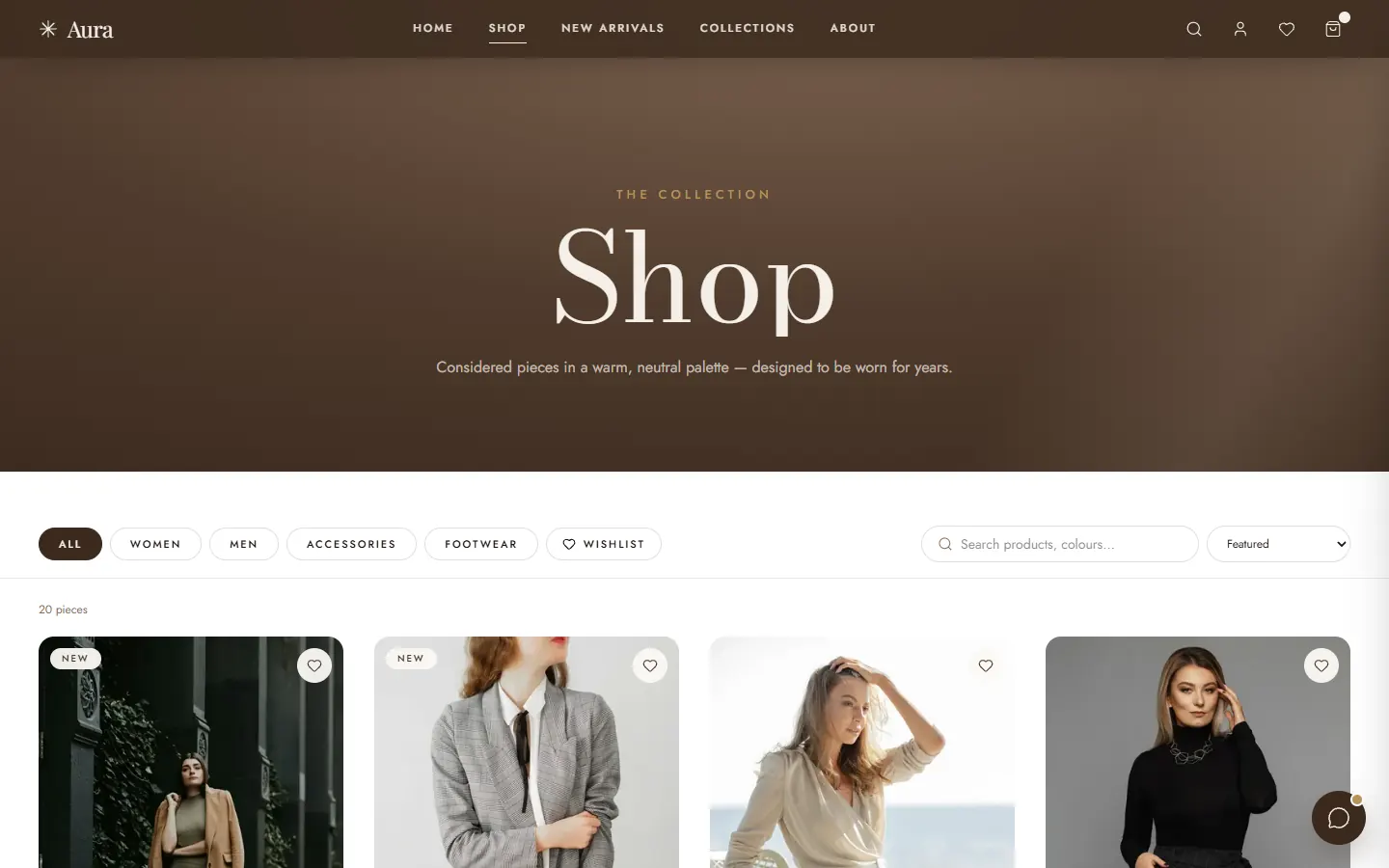 Aura: Shop page