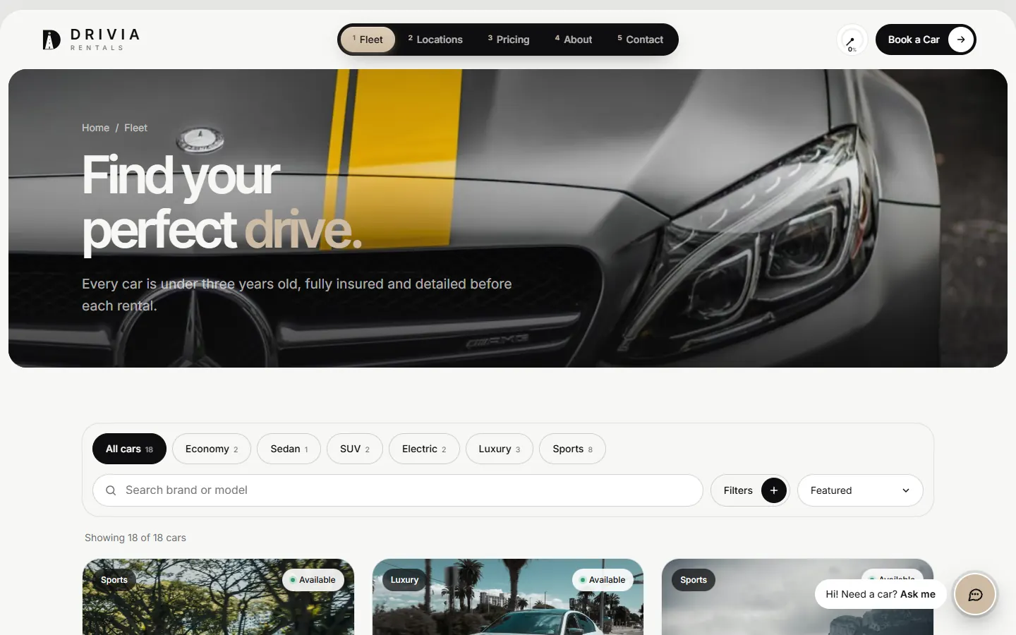 Drivia: Fleet page