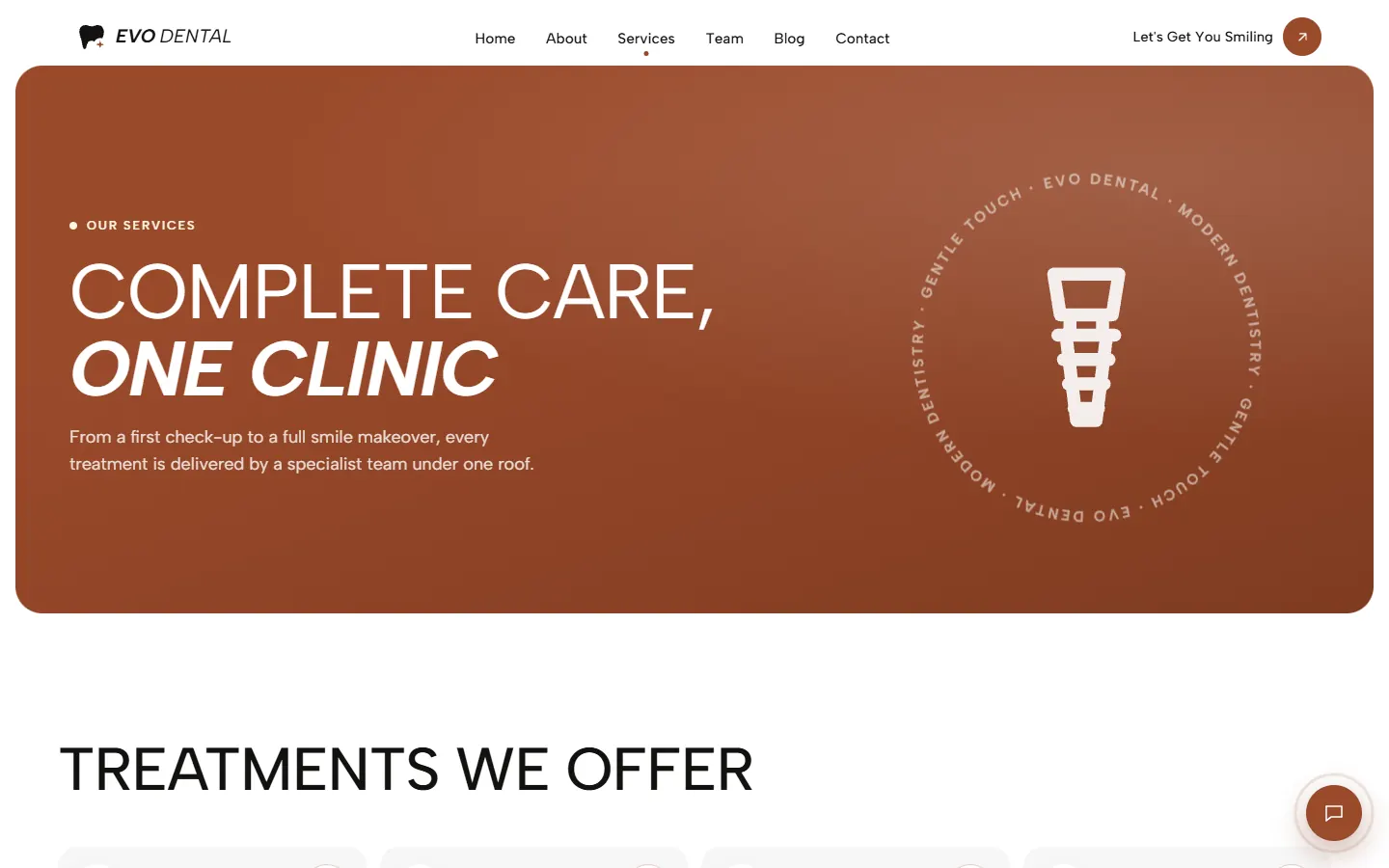 Evo Dental: Services page
