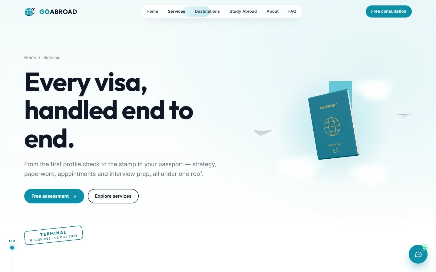 Go Abroad: Services page