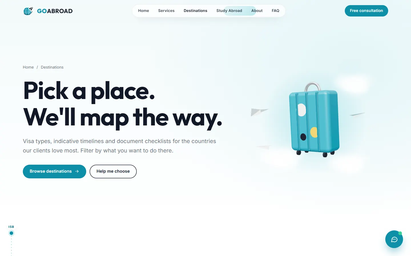 Go Abroad: Destinations page