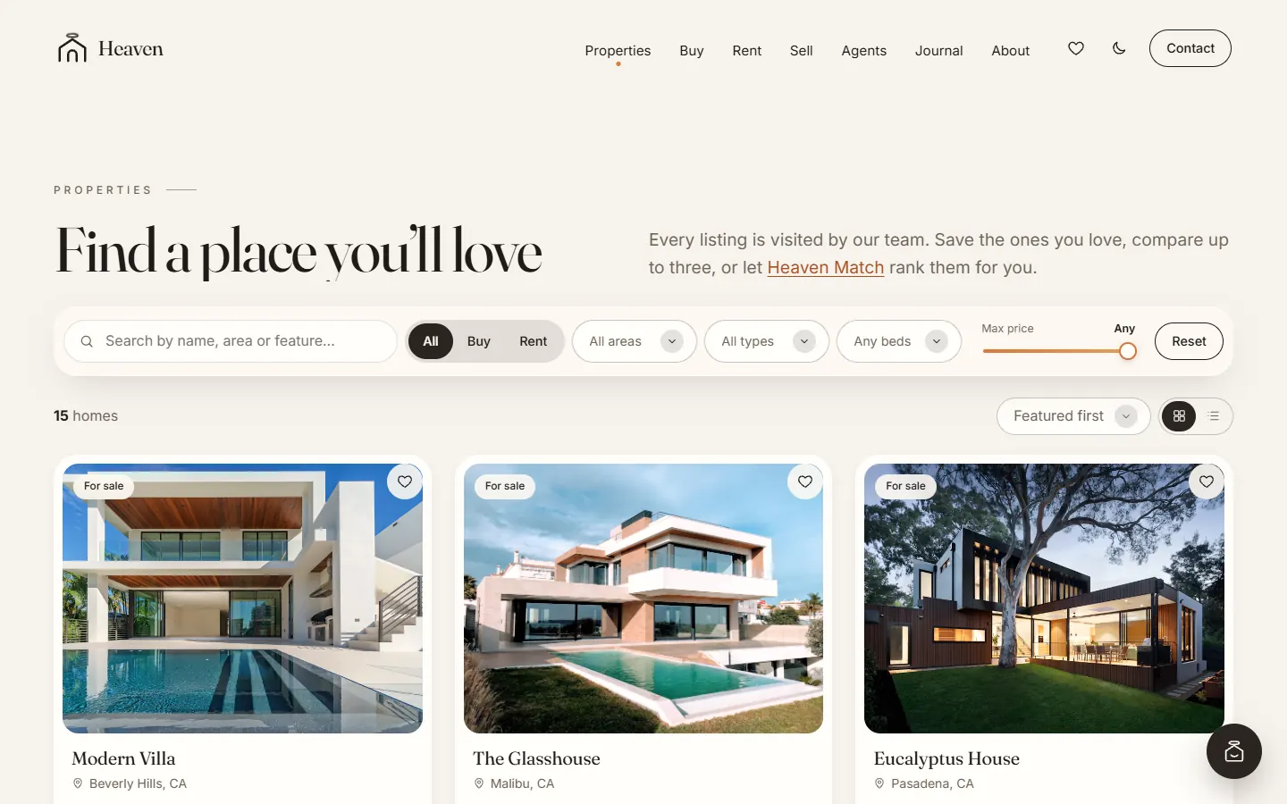 Heaven: Properties page