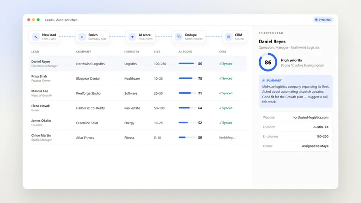 AI Lead Enrichment & CRM Sync preview