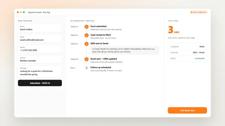 Speed to Lead Automation preview